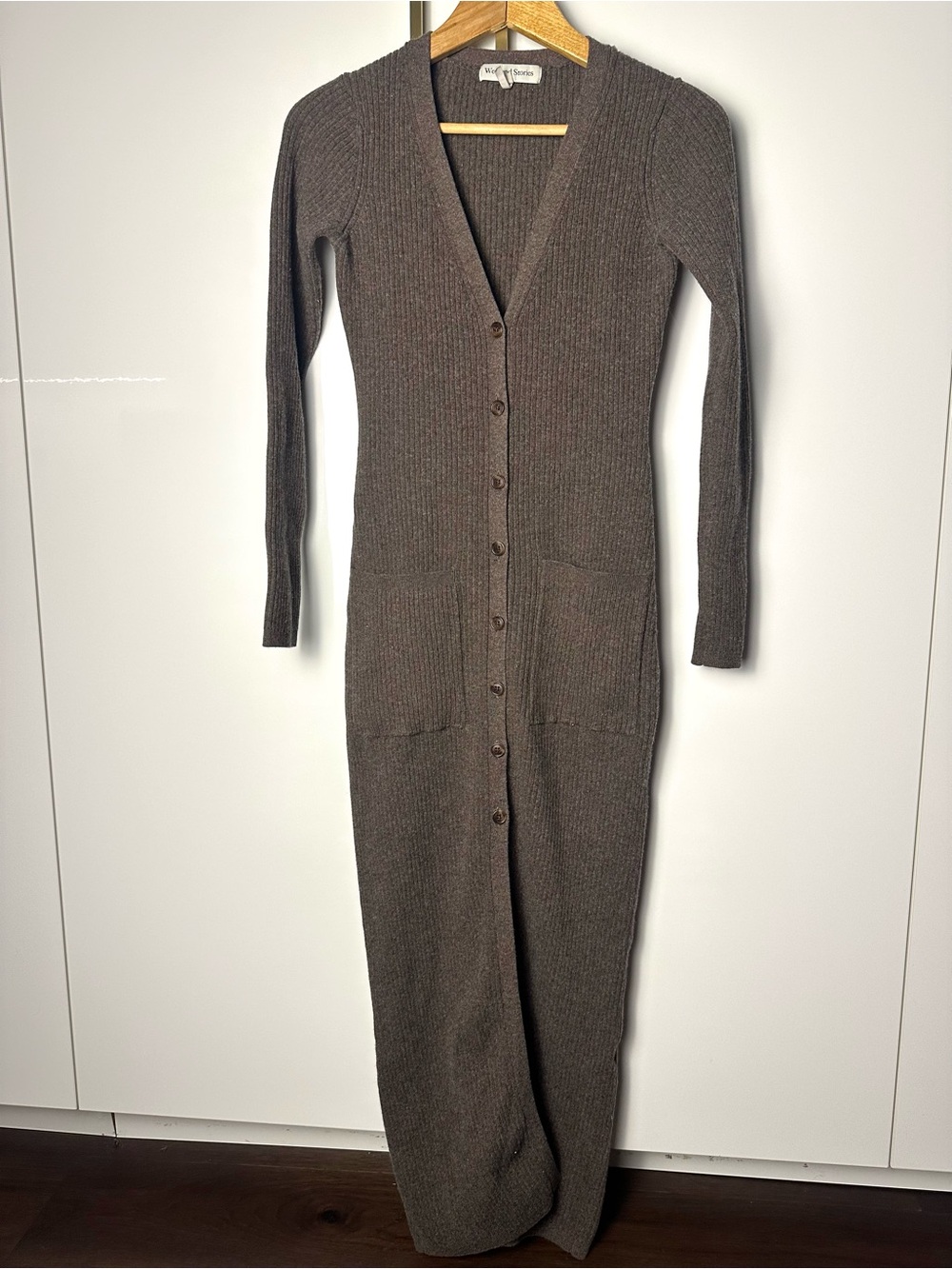 Weekend Stories Merino Wool Cashmere Maxi Cardigan Brown XS